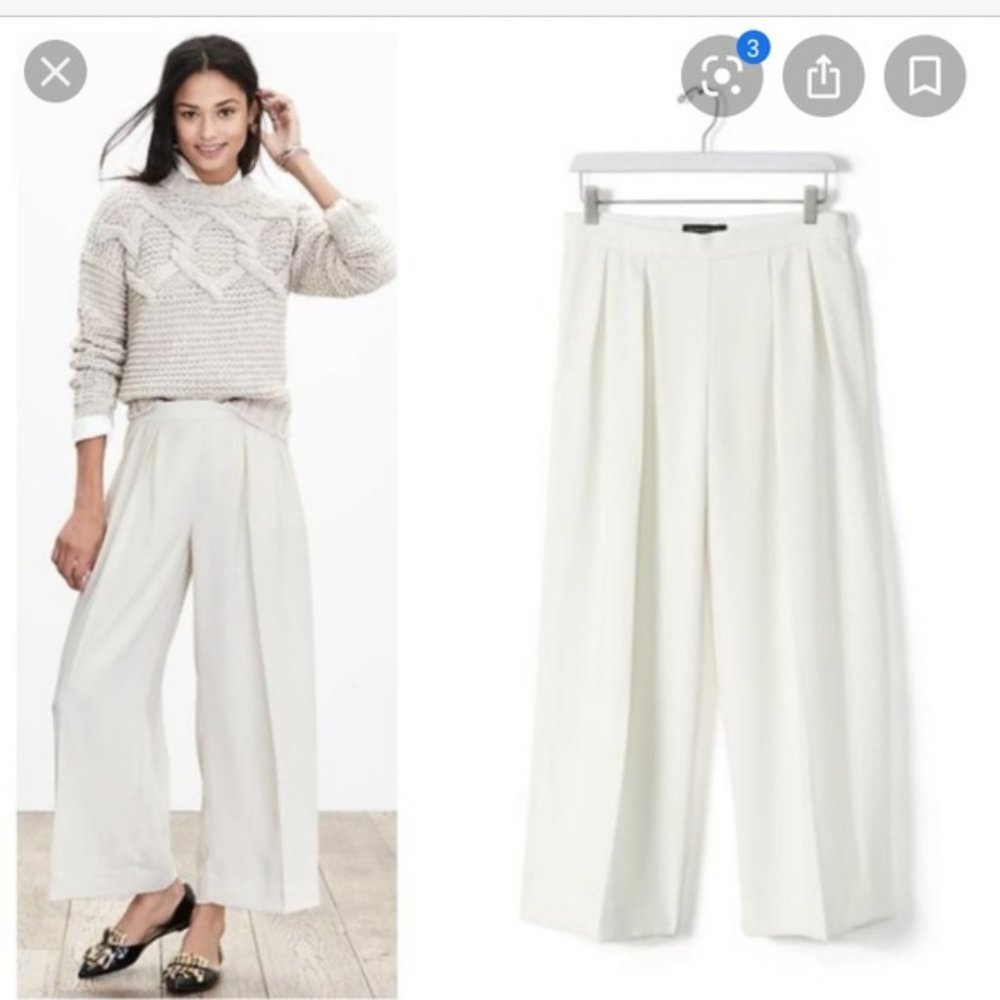 Banana Republic Wide Leg Cream Pant NWT